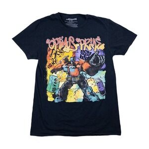 Transformers T Shirt Mens S Black Excellent Optimus Prime Graffiti Graphic Tee